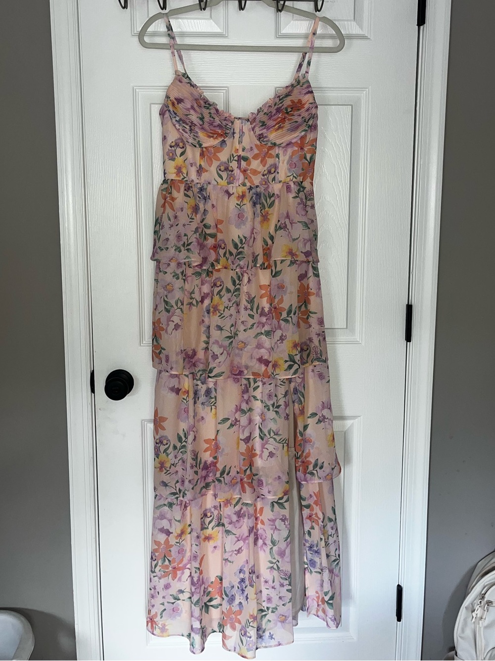 Birdy Grey Lola Chiffon Dress Botanical Blooms Floral Size M